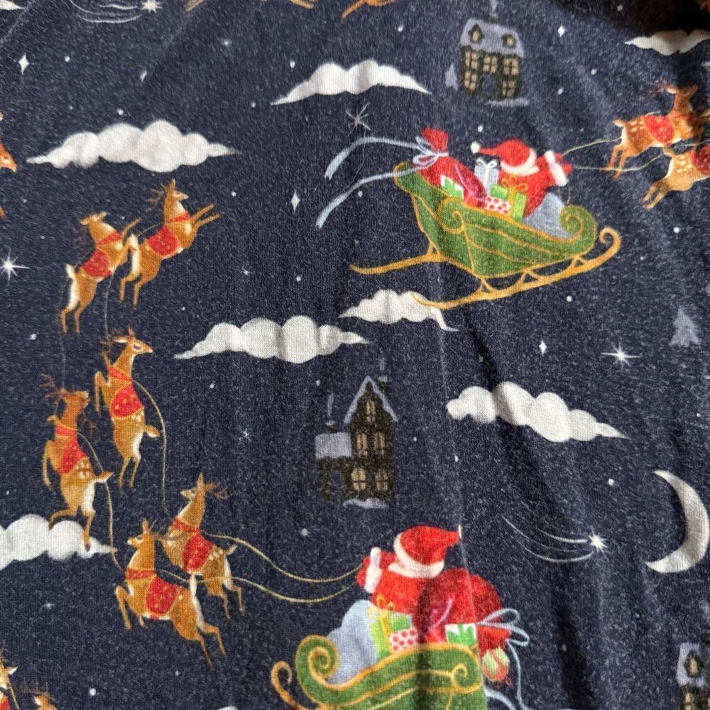 Little Sleepies 6-12 months Navy Blue Kids One Piece Pajama with Santa Print - Picture 8 of 8